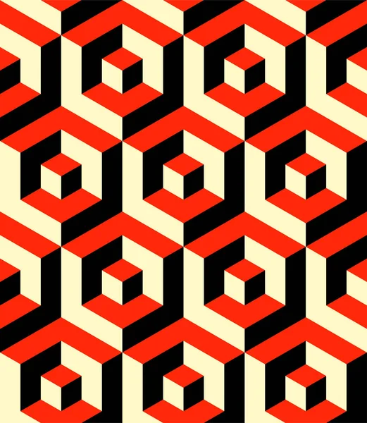 Nahtlose Isometrische Muster Optische Täuschung Sechsecke Vektor Drei Farben — Stockvektor