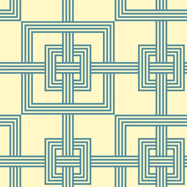 Patrón Sin Costura Tejido Geométrico Plano Ángulos Rectos Beige Azul — Archivo Imágenes Vectoriales