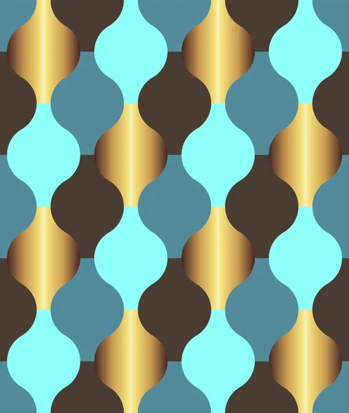 Seamless Pattern Tile Blue Gray Brown Gradient Gold Vector — Stockvektor