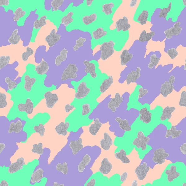 Seamless pattern pastel colors Pink Green lilac silver spots abstraction — Stock Photo, Image