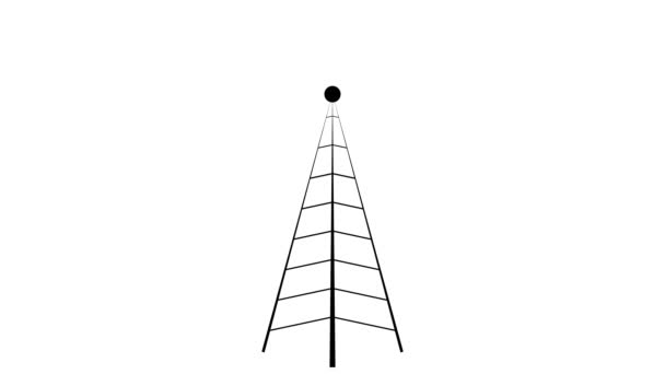 Ícone Antena Rádio Animação Símbolo Fundo Branco Comunicação Torre Sinal — Vídeo de Stock