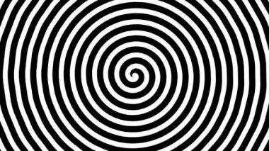 Sonsuz spiral animasyon, hipnoz görselleştirme. Siyah ve beyaz spiral hızla dönüyor