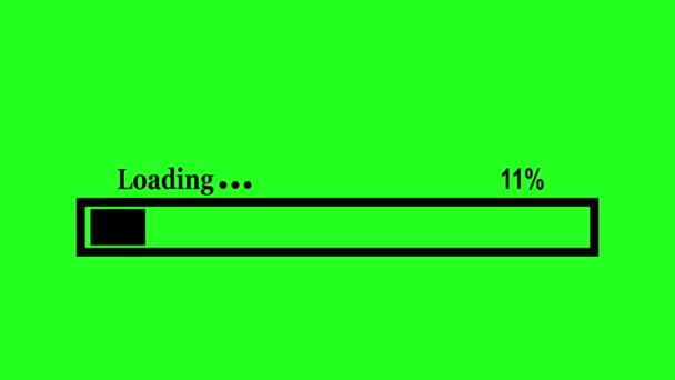 読み込みバー読み込み画面の進行状況アニメーション読み込み転送緑の背景で0 100 をダウンロード — ストック動画