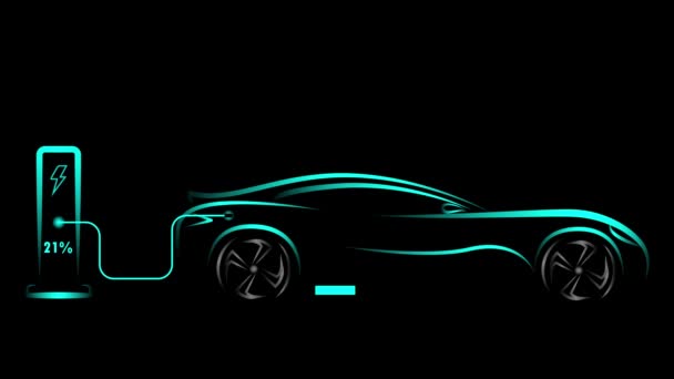 Animation Des Ladens Von Elektroautos Fortschrittsbalken Für Das Laden Von — Stockvideo