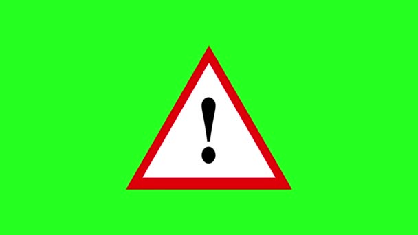 Attentie Teken Pictogram Met Chroma Key Animatie Waarschuwingsdriehoek Waarschuwingsbord Waarschuwingsanimatie — Stockvideo