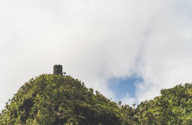 Britton Dağı Gözcü Kulesi El Yunque Ulusal Ormanı Porto Riko bulutlu