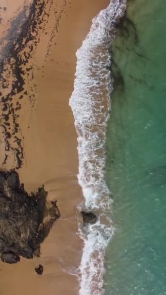 Вертикальный Накладной Снимок Пляжа Колора Разбивающимися Волнами Пуэрто Рико — стоковое видео