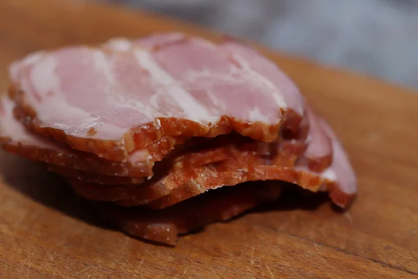 Bacon Uma Mesa Madeira — Fotografia de Stock