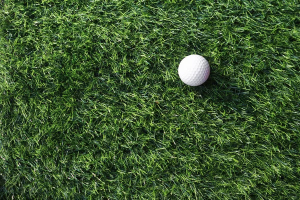 Golf Ball Close Green Grass Blurred Beautiful Landscape Golf Background — Photo