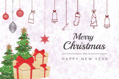 Suluboya Noel ve yeni yıl çelengi çiçekli çerçeve ve arkaplan vektörü Noel yaprağı, noel süsleri ve Noel elementleriyle birlikte premium