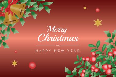 Suluboya Noel ve yeni yıl çelengi çiçekli çerçeve ve arkaplan vektörü Noel yaprağı, noel süsleri ve Noel elementleriyle birlikte premium