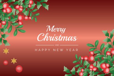 Suluboya Noel ve yeni yıl çelengi çiçekli çerçeve ve arkaplan vektörü Noel yaprağı, noel süsleri ve Noel elementleriyle birlikte premium