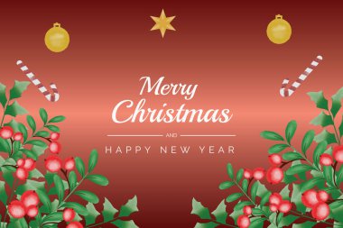 Suluboya Noel ve yeni yıl çelengi çiçekli çerçeve ve arkaplan vektörü Noel yaprağı, noel süsleri ve Noel elementleriyle birlikte premium