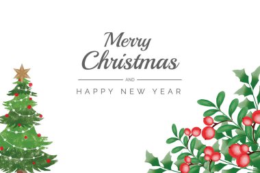Suluboya Noel ve yeni yıl çelengi çiçekli çerçeve ve arkaplan vektörü Noel yaprağı, noel süsleri ve Noel elementleriyle birlikte premium