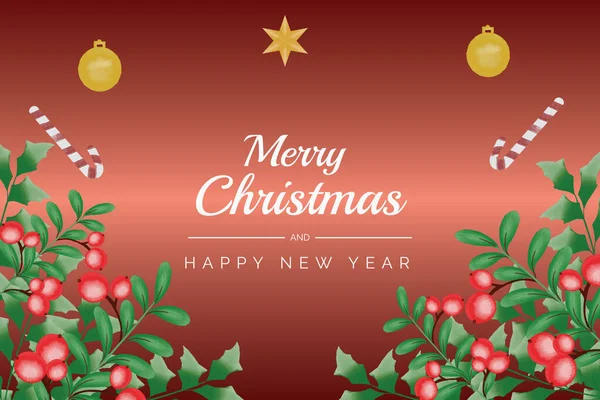 Suluboya Noel ve yeni yıl çelengi çiçekli çerçeve ve arkaplan vektörü Noel yaprağı, noel süsleri ve Noel elementleriyle birlikte premium