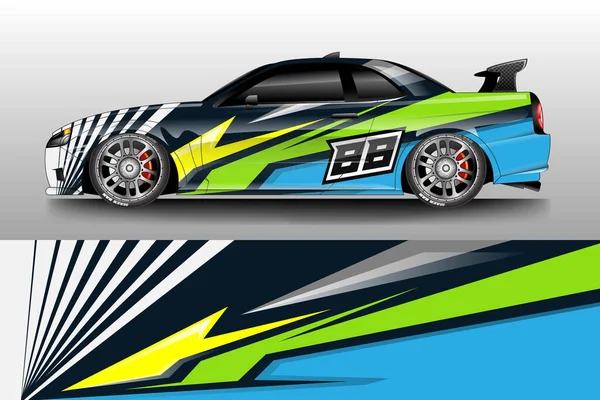 Dekal Bil Wrap Design Vector Grafisk Abstrakt Rand Racing Bakgrund — Stock vektor