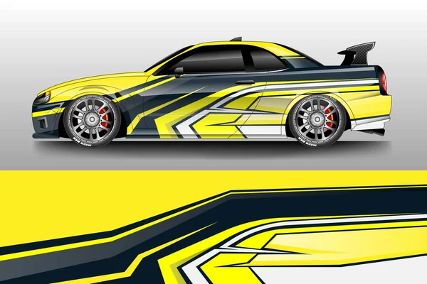 Dekal Bil Wrap Design Vector Grafisk Abstrakt Rand Racing Bakgrund — Stock vektor