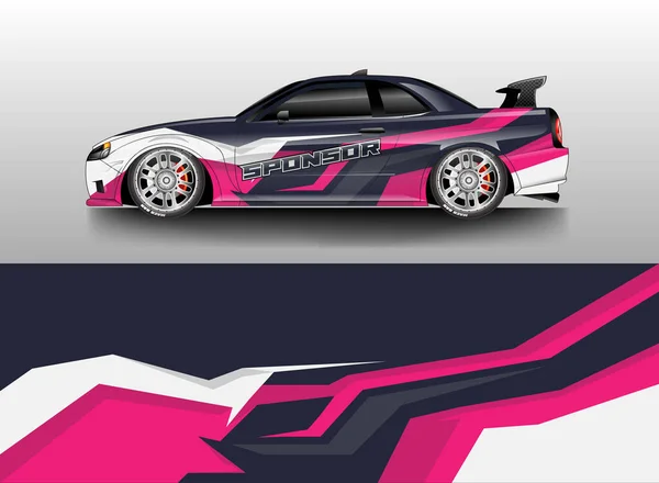Dekal Bil Wrap Design Vector Grafisk Abstrakt Rand Racing Bakgrund — Stock vektor