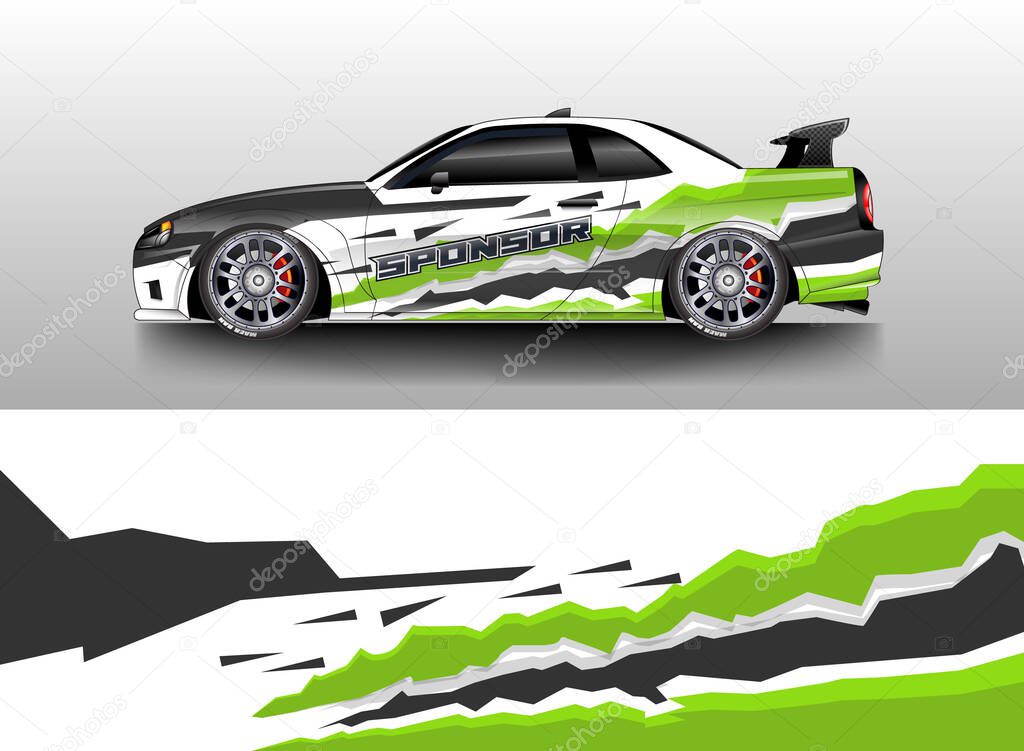Decal Car Wrap Design Vector. Graphic Abstract Stripe Racing Background For Vehicle