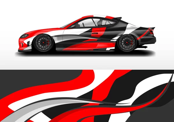 デカールカーラップデザインベクトル グラフィック抽象ストライプレース車両 レースカー ラリー ドリフトのための背景 印刷ファイルの準備 — ストックベクタ