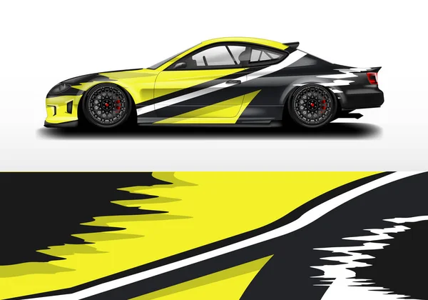 デカールカーラップデザインベクトル グラフィック抽象ストライプレース車両 レースカー ラリー ドリフトのための背景 印刷ファイルの準備 — ストックベクタ