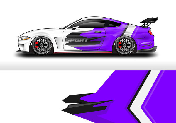 Decal Car Wrap Design Vector. Graphic Abstract Stripe Racing Background For Vehicle, Race car, Rally, Drift . Ready Print File