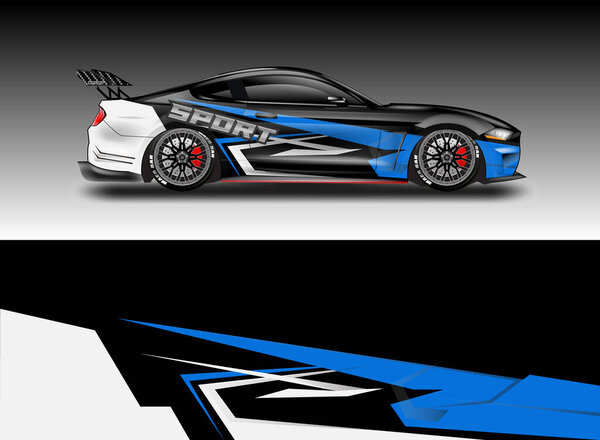 Decal Car Wrap Design Vector. Graphic Abstract Stripe Racing Background For Vehicle, Race car, Rally, Drift . Ready Print File