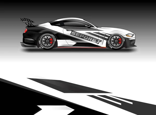 Dekal Bil Wrap Design Vector Grafisk Abstrakt Stripe Racing Bakgrund — Stock vektor