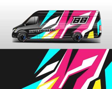 Van Wrap Tasarım Vektörü Gerçekçi Yazdırmaya Hazır