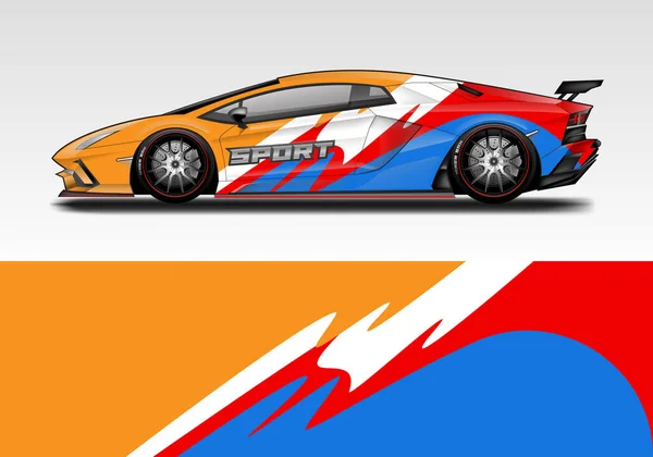 Bil Wrap Design Vektor Realistiska Redo Skriva — Stock vektor