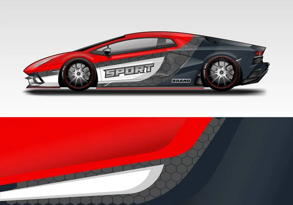 Car Wrap Design Vector Realistischer Ready Print — Stockvektor