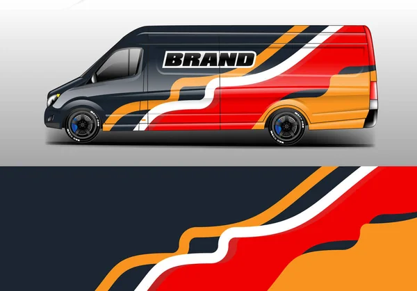 Van Wrap Design Vector Realistischer Ready Print — Stockvektor