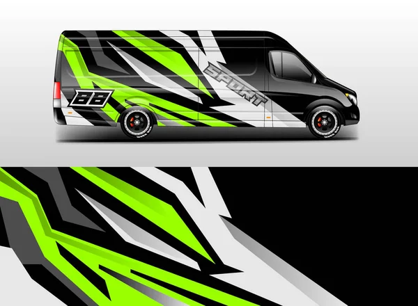 Van Wrap Design Vettoriale Stampa Realistica Pronta — Vettoriale Stock