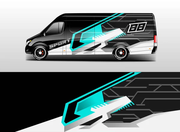 Van Wrap Design Vettoriale Stampa Realistica Pronta — Vettoriale Stock