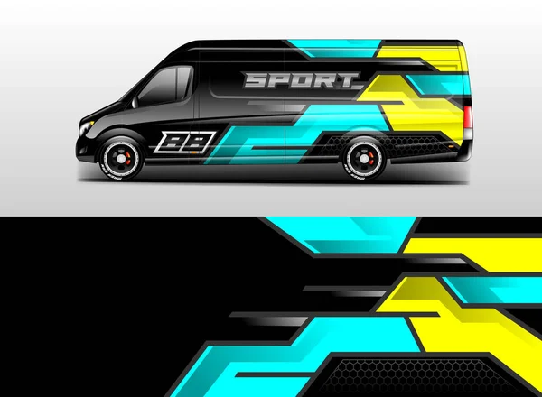 Van Wrap Design Vettoriale Stampa Realistica Pronta — Vettoriale Stock