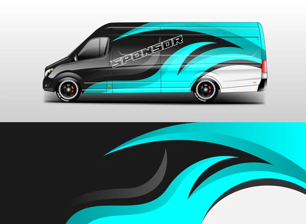 Van Wrap Design Vettoriale Stampa Realistica Pronta — Vettoriale Stock