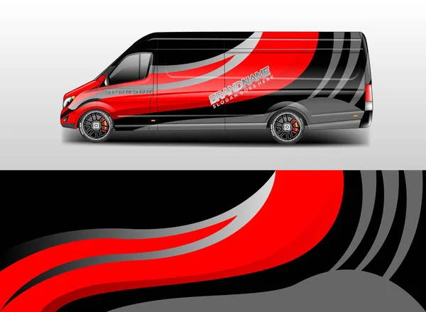 Van Wrap Design Vector Realista Pronto Impressão — Vetor de Stock