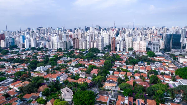 Paulo Deki Ibirapuera Parkı Nın Havadan Görüntüsü Çevredeki Yerleşim Yerleri — Stok fotoğraf