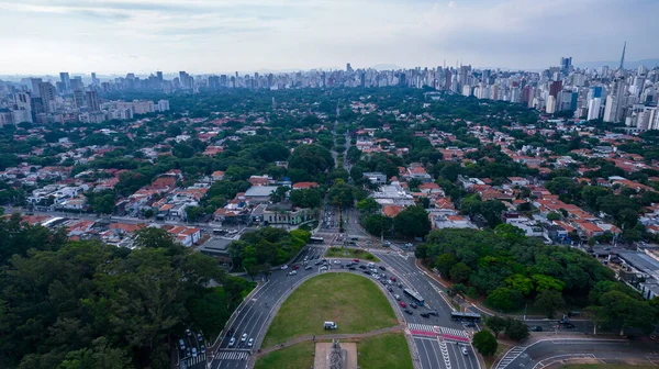 Aerial View Ibirapuera Park Paulo Residential Buildings Lake Ibirapuera Park — Stok fotoğraf