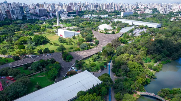 Aerial View Ibirapuera Park Sao Paulo Residential Buildings Lake Ibirapuera — Stok fotoğraf