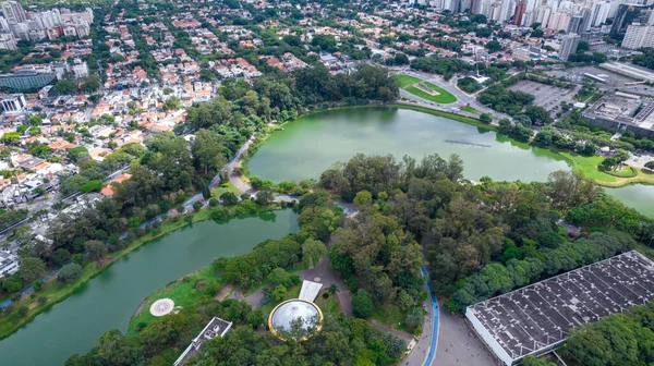 Aerial View Ibirapuera Park Sao Paulo Residential Buildings Lake Ibirapuera —  Fotos de Stock