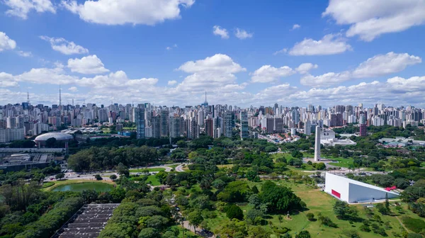 Aerial View Ibirapuera Park Sao Paulo Residential Buildings Lake Ibirapuera — Foto Stock