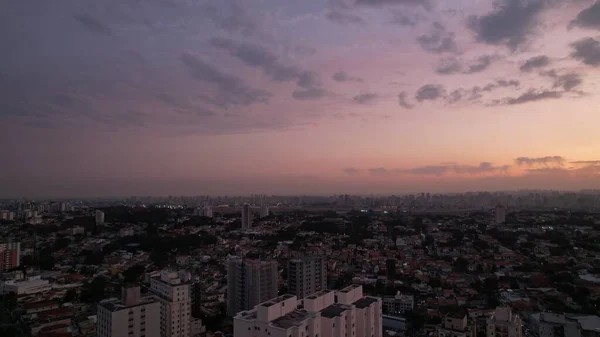 Hermoso Cielo Con Nubes Una Puesta Sol Paulo Brasil Barrio —  Fotos de Stock