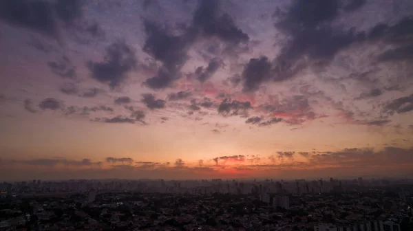 Prachtige Lucht Met Wolken Een Zonsondergang Paulo Brazilië Wijk Planalto — Stockfoto