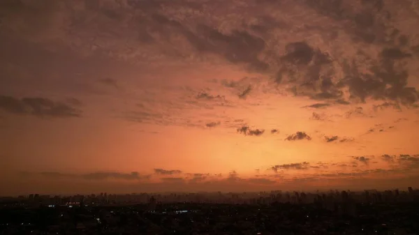 Prachtige Lucht Met Wolken Een Zonsondergang Paulo Brazilië Wijk Planalto — Stockfoto