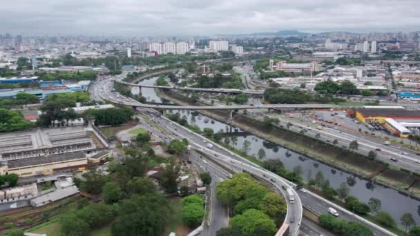 Aerial View Tatuap District Paulo Brazil Main Avenue Neighborhood Close — Stock Video