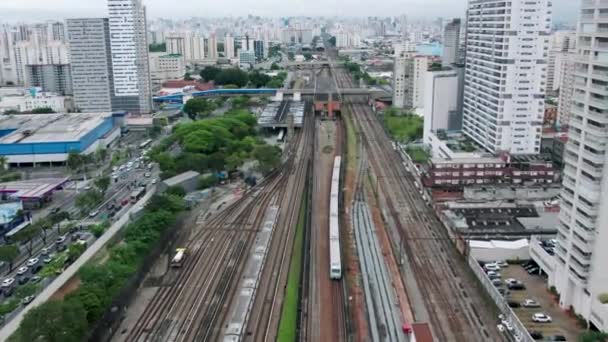 Brezilya Paulo Daki Tatuap Bölgesinin Hava Görüntüsü Mahalledeki Ana Cadde — Stok video