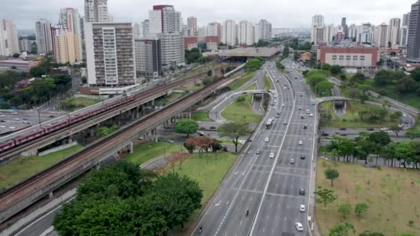 Vista Aérea Distrito Tatuap Paulo Brasil Avenida Principal Bairro Perto — Vídeo de Stock