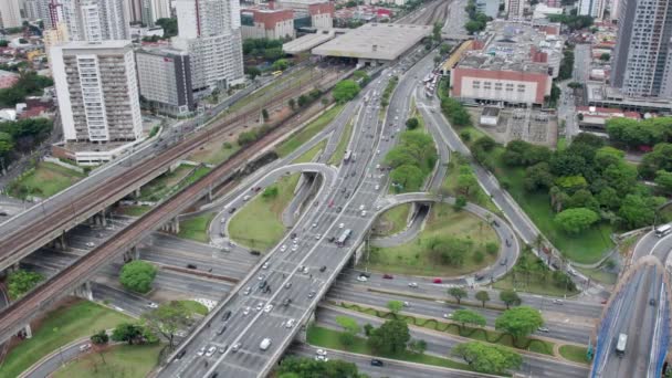 ブラジル サンパウロのタタップ地区の空中ビュー 周辺の大通り 地下鉄駅の近く — ストック動画