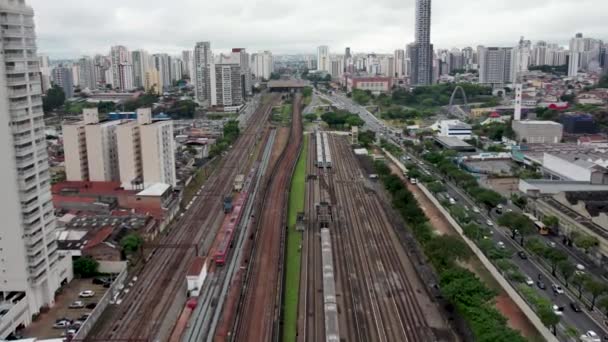 Vista Aérea Distrito Tatuap Paulo Brasil Avenida Principal Bairro Perto — Vídeo de Stock